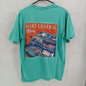 Southern Fried Cotton Mens Medium Fishing Tackle Box Graphic Pocket Tee Green M